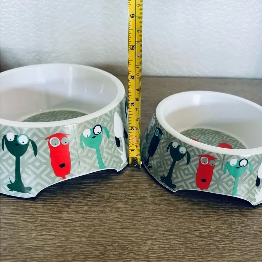 Whimsical Dog Pet Feeder Water Bowls 2-pc Set